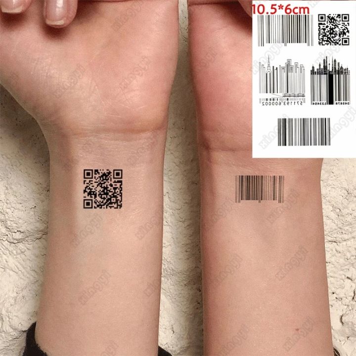 【Good-Love Store】Body  Waterproof Temporary Tattoos Men and Women Barcode QR Code Design Tattoo Sticker X245