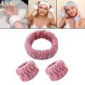 Face Wash Headband and Wristband Set Facial Liquids from Spilling Down Dark Pink. 