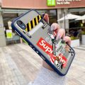 chenyyka For OPPO A37 Case Fashion Tide Brand Cool Boy Pattern Thin Side Square Edge Frosted Transparent Hard Phone Cases New Design Shockproof Silicone Casing Full Cover Camera Protection Softcase. 