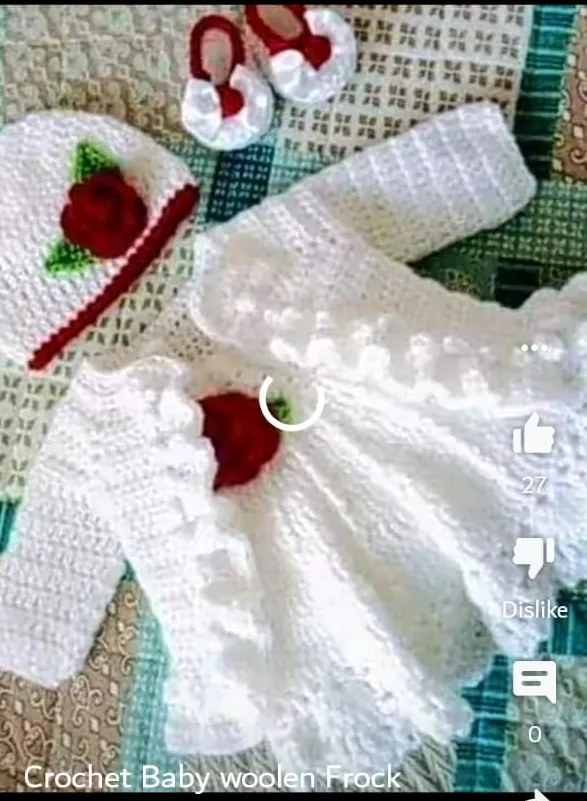 Woolen Baby Frock Crochet Frock Full Set Daraz.pk