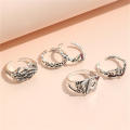 Retro Ring Unique Fashion Exaggerated Punk Ring 5PCS Set Men's Ring for Goth Jewelry Gift-giving Streetwear Fashionistas Punk Enthusiasts Accessorizing. 