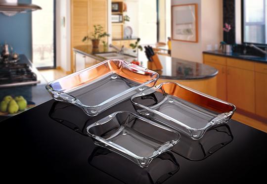 Norex Roast Serving Dishes-Set of 3-Transparent Glass