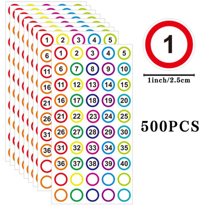 Number Label Stickers Round 1 Inch Serial Number Size Sticker Office File Marking Numbering Tags Stationery Decoration Stickers
