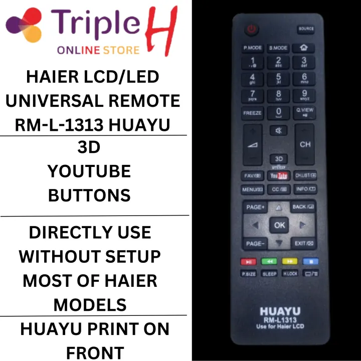 Haier_%20LCD/LED%20Universal%20Remote%20Control%20Original%20Huayu%20RM-L1313%20With%20Social%20Buttons%20Replecement%20of%20Original%20Haier_%20Smart%20LCD/LED%20Tv%20Remote%20Soft%20Press%20Buttons%20%7C%20Triple%20H%20-%20Image%203