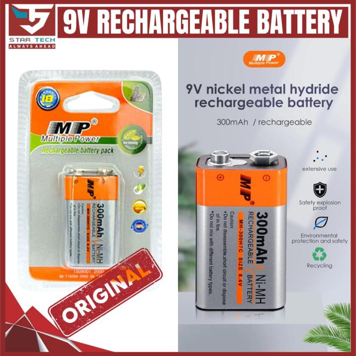Rechargeable 9 Volt battery MP 9v battery 300mAh
