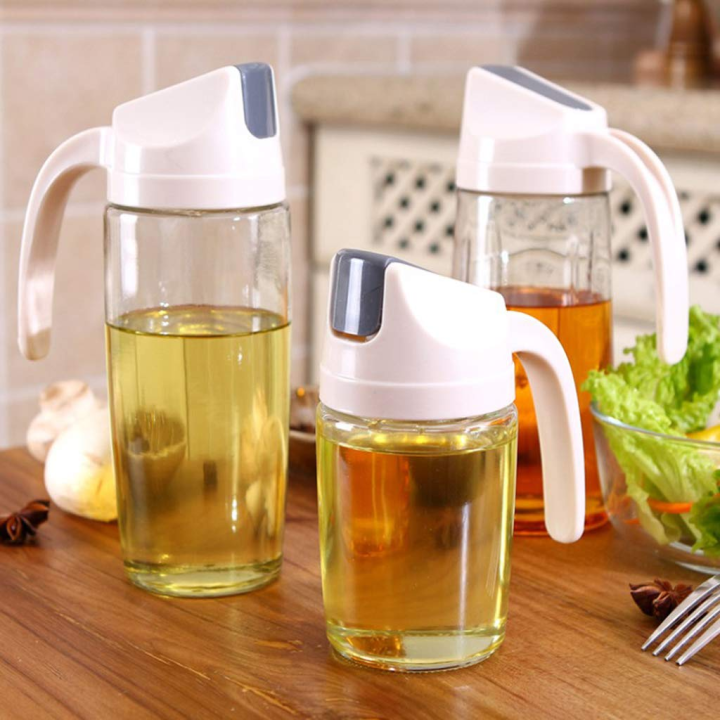 Auto Flip Olive Oil Dispenser Bottle (Oil Jug) Leakproof Condiment Container With Automatic Cap and Stopper,Non-Drip Spout,Non-Slip Handle for (Kitchen ware Cooking)(Oil Jug) Plastic inner glass ( 1 Piece )