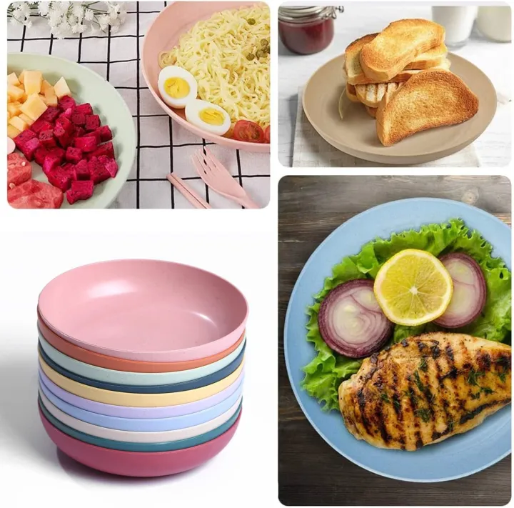 Square%20Plastic%20Dinner%20Plate%20Set%20(Set%20of%2010%20Pcs)%20Colorful%20Snacks/Breakfast%20Plate%20with%20Stand%20-%20Image%203