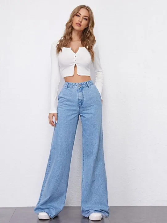 Women%20Light%20Blue%20High%20Waist%20Wide%20Leg%20Denim%20Jeans%20%20Export%20Quality%20%20ZRANZIE%20-%20Image%202