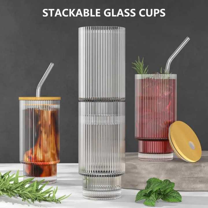 improted%20Glass%20Cups%2016oz%20Ribbed%20Drinking%20Glasses%20with%20Lids%20and%20Glass%20Straws%20Glassware%20for%20Juice%20Cocktail%20%20Iced%20Coffee%20Cups%20-%20Image%204