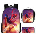 Spider-Man backpack three-piece set for elementary school students cartoon school bag, boys' backpack, superman model Spider-Man Batman. 