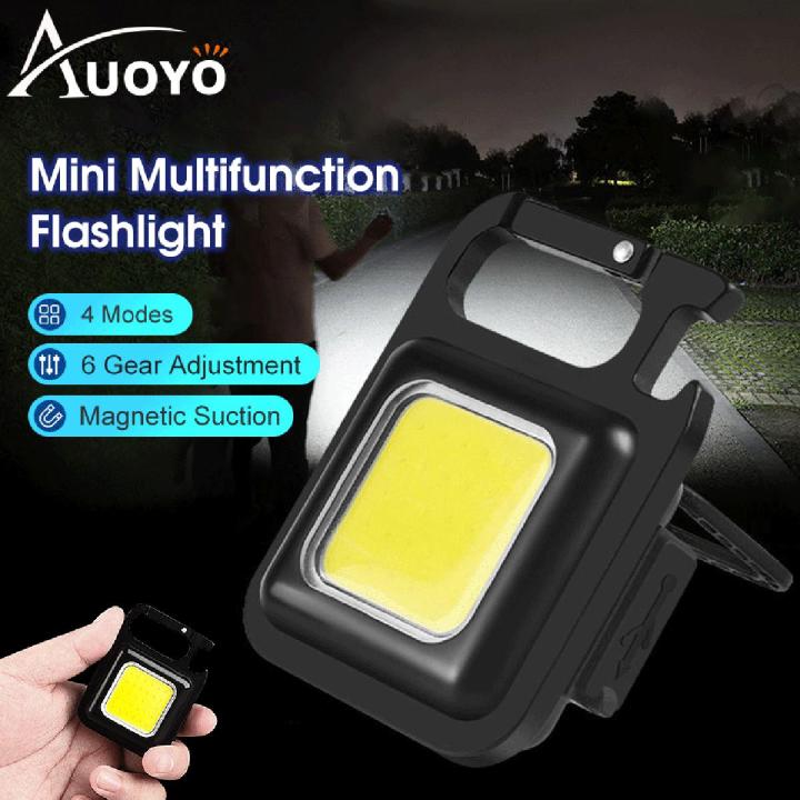 Auoyo Mini Keychain LED light 3 Mode Work Light Portable Pocket light Keychains USB Rechargeable Small Light Corkscrew Waterproof Camping Lantern Magnet Design Fishing Lamp