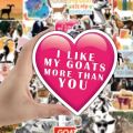 50Pcs Cute Cartoon Nubian Goat Stickers Animal Graffiti Decals DIY Laptop Luggage Computer Guitar Motorcycle Helmet Car Kids Toy. 