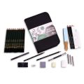 Keep Smiling Sketch Drawing Set Of 42 Pcs (26 Pencil 6 Sticks 3 Stumps 3 Eraser 1 Sharpener 1 Sand Paper 1 Cutter 1 Extender 1 Carry Case). 