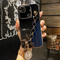 For Xiaomi Redmi 10C Back Cover with Bracelet Wristband Luxury Clover Chain 6D Plating Frame Shiny Girls Cases Soft Silicone Square Protective Mobile Phone Case. 