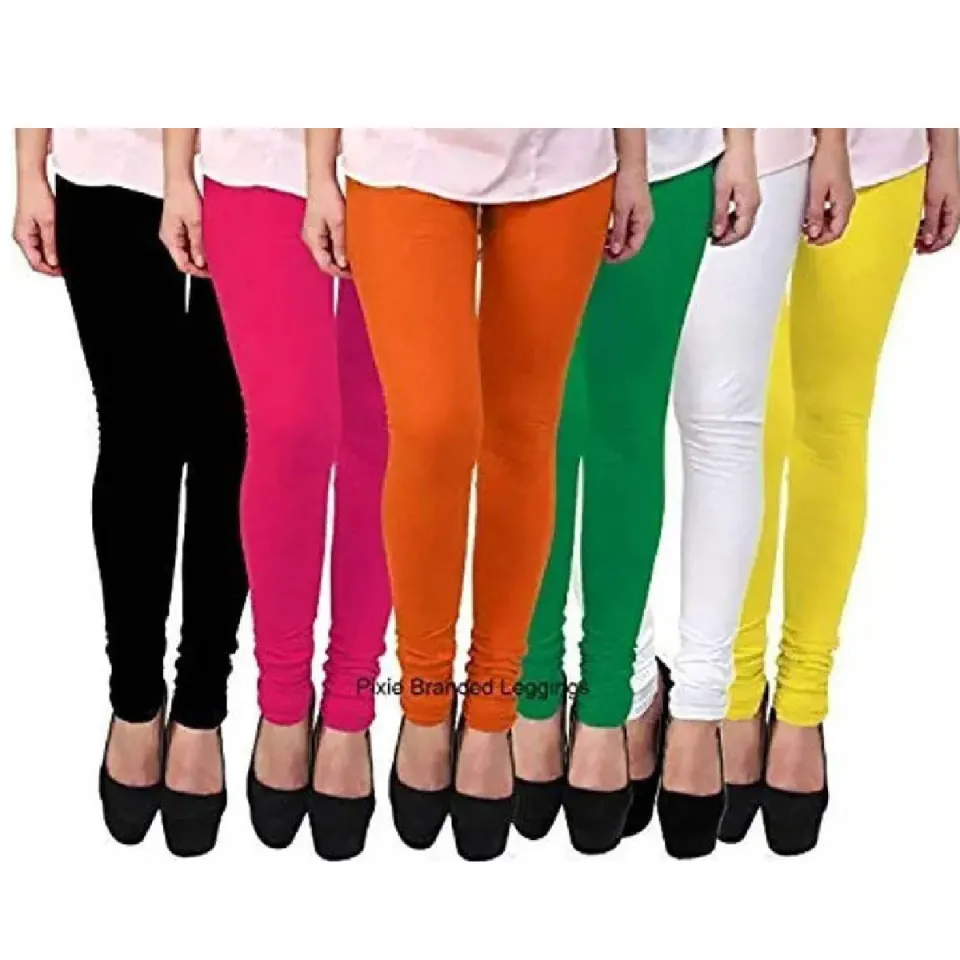 PACK OF 6 Tights Leggings Set for Women s Girls in Combo Pack of 6 Black White Orange Green Pink and Yellow Free Size Daraz.pk