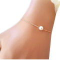 Single Pearl Moti Golden Chain Necklace + Bracelet for Girls. 
