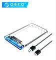 ORICO HDD/SSD Case 2.5" Inch Transparent SATA to USB 3.0 Plus, 2139U3-CR Storage Caddy For External Portable Laptop Hard Drive Kit Enclosure, 5 Gbps High Speed Super Fast Data Transfer - PC, Mobile OTG Supported. 