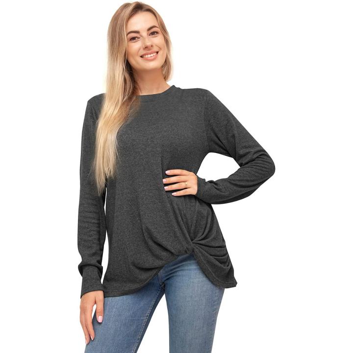 Fast%20Forward%20Women%E2%80%99s%20Tunic%20Blouse%20Twist%20Knot,%20Long%20Sleeves%20T%20Shirt,%20Loose%20Fitting%20Pullover%20Tops%20-%20Image%203