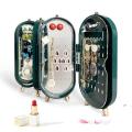 Premium Faux Leather All-Season Foldable Jewellery Organizer Box – Stylish Travel Case with Mirror, Earring Slots & Necklace Hooks. 