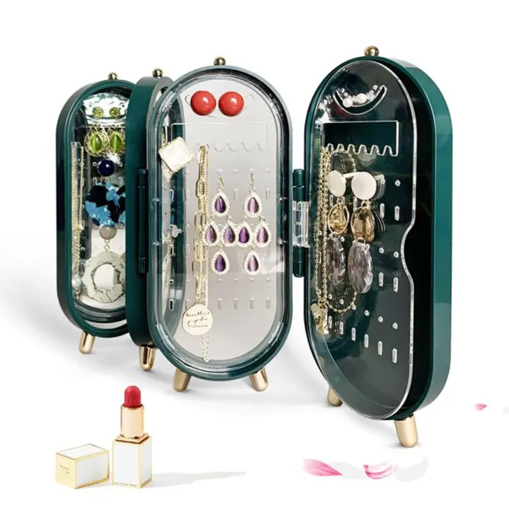 Premium%20Faux%20Leather%20All-Season%20Foldable%20Jewellery%20Organizer%20Box%20%E2%80%93%20Stylish%20Travel%20Case%20with%20Mirror,%20Earring%20Slots%20&%20Necklace%20Hooks%20-%20Image%202