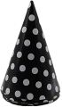 BLACK POLKA DOT CAPS - PACK OF 10 PARTY CAPS. 