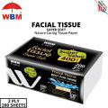 WBM Care Facial Tissue, Super Soft Medium Tissue Pack 200 Sheets – 2Ply. 