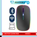 RGB Wireless Mouse - Slim & Silent 7 Colour LED Lights - Transparent & Black Body - Dual Mode 2.4G & Bluetooth Rechargeable Portable Optical Office Mouse With USB Receiver - 3 Adjustable DPI Levels for Notebook, PC, Computer,. 