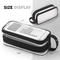1 Piece 2 Compartment Pen Bags Clear Handheld Multifunction Pencil Pouch For Teen Students Black. 