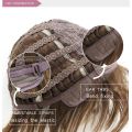 Women Hair Wigs Ladies Party Daily Natural Wave Dark Brown Side Parting Synthetic None Lace Wigs with s. 