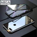 【 Miga Plaza 】 360 Degree Full Magnetic Phone Case for OPPO A5S, A7 Front Back Glass Cover Magnet Double Glass Casing WCW-01. 