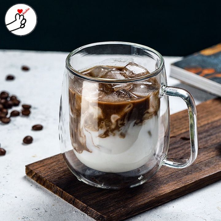 Fashion Coffee Mugs with glass Lid Transparent Tea Cups ( 500 ML) Cute Coffee Bar Accessories