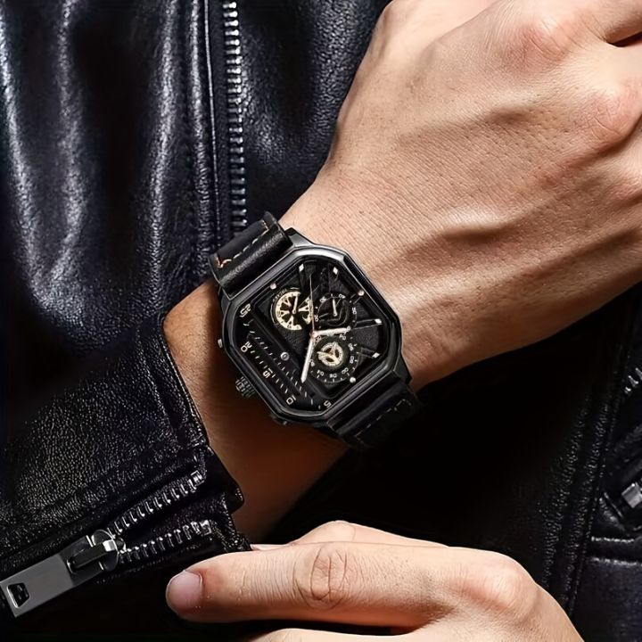 Square Men's Watch, Mecha Style Sports Casual Outdoor Wrist Watch, Ideal choice for Gifts