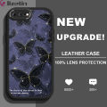 Jizetin for iPhone 7 Plus 8 Plus Back Cover Bright Butterfly Lambskin Texture PU Leather Back For Girls Boys Soft Phone Case. 