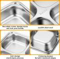4 Compartments Stainless Steel Divided Dining Plate - Thickened Metal Tray for Camping, School, and Home Use - Durable and Easy to Clean, Rectangular Metal Dinner Plates for Adults Kids Food Portion Control Camping Lunch Snack. 