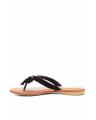 Black V-strap Slippers with Bow Design & Golden Buckle - US Size. 