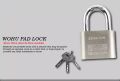 ORIGINAL WOHU STEEL STANDARD SHACKLE PAD LOCK WITH 4 WORKING KEYS 40MM. 