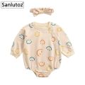 Winter Baby Bodysuits with Headband Cotton Newborn Baby Clothing Cute Long Sleeve Bodysuit for Baby. 