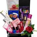 gift box for girls / cosmetic gift box for women  / makeup deal for her - 15 products - face powder / liner / mascara / lipstick / peel off nail polish /  pen perfume / eyeshade  / blush on /  bodyspray / cream / facewash. 