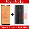 Vivo Y91c Matte Glass Fiber Glass Protector + Back Protector Carbon Fiber Matte Soft Skin Sheet For Vivo Y91c. 