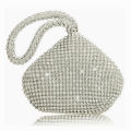 【happy one】Women Ladies Handbags Silver pouch Crystal Diamante Ladies Party Evening Wedding Clutch Hand Bag  Puese /BY. 
