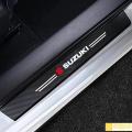 SUZUKI LOGO CARBON FIBER SILL PROTECTOR 4 Pcs -SCUFF PLATE CARBON FIBRE, PROTECT DOOR ANTI SCRATCH FOR CARS (SUZUKI). 