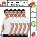 Pack of 5 Cotton vest banyan Stretchable Shape Wear Vest for Men Round Neck Half Sleeves (Bazo). 
