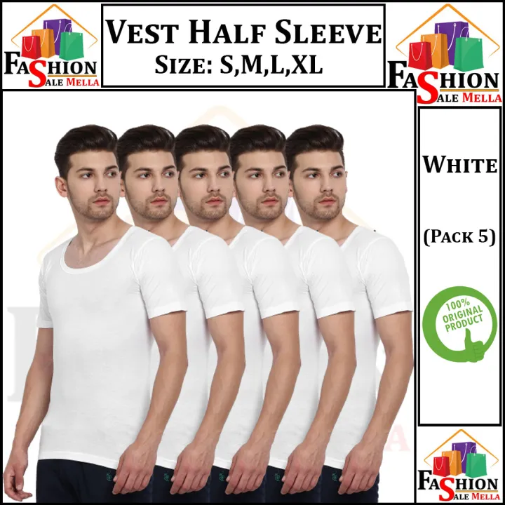 Pack%20of%205%20Cotton%20vest%20banyan%20Stretchable%20Shape%20Wear%20Vest%20for%20Men%20Round%20Neck%20Half%20Sleeves%20(Bazo)%20-%20Image%202