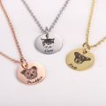 Personalized Pet Photo Disc Necklace For Women Tiny Cat Name Pendant Necklaces Custom Animal 316L Stainless Steel Jewelry. 