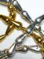 Golden and Silver Drop Plastic Beads for DIY Crafts - 3 Strings - Ideal for DIY Jewelry Making, Jewelry, Dress Accessories, Crafts, and Home Decor.. 
