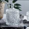 Crystal Glass Candy Jar Bowl with Lid - Crystal Glass Jar with Lid - Unique Jar for Gifting Multipurpose. 