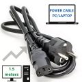 1.5M 3-Prong AC Power Cord | Universal Replacement Power Cable for Computer, Desktop PC, Monitor, LED/LCD TV, Printer & Electrical Equipment | High-Quality 250V Power Lead for Home, Office, UPS, Power Supply & Electronics. 