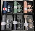 Gift Set 500ml Travel Water Bottles with 3 Mugs | Hot & Cold Thermos Flask Vacuum Insulation upto 8 hours | Stainless Steel Cups. 
