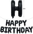 Happy Birthday Banner 16 Inch Foil Birthday Sign Birthday Balloons With 12 Black Latex Balloons Perfect For Birthday Party Decorations(black). 