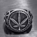 Cross-border hot-selling maple leaf men's fashion simple ring European and American punk style personality retro ring manufacturers wholesale. 